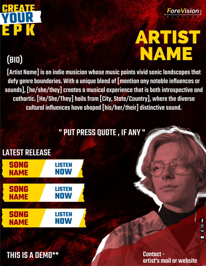 EPK serves as a centralized, organized, and professionally presented representation of an artist's work. This tool is essential for networking, promotion, and pursuing diverse opportunities within the music industry.